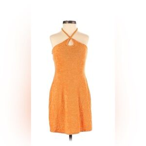 Hollister terry cloth tie up orange dress. Size small